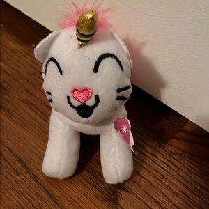 Mini White Unicorn Plush Toy with Pink Accents- NWT